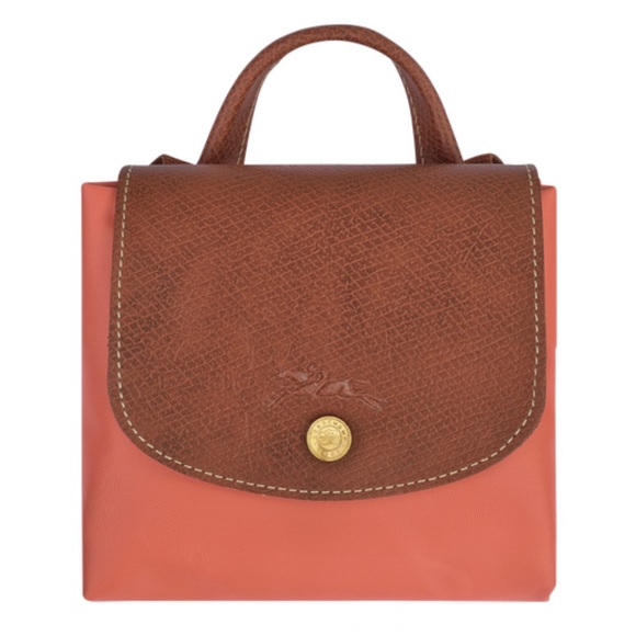 Longchamp Le Pliage Pink Foldable Backpack NWT Leather Blush - Picture 4 of 4